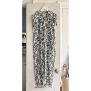 MATTA Surma Bloom Jumper Jumpsuit Block Print Blue Floral